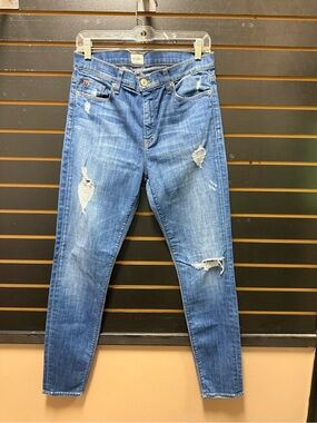Hudson Jeans Distressed Skinny Jeans Size 31 Medium Wash Made in USA
